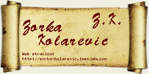 Zorka Kolarević vizit kartica
